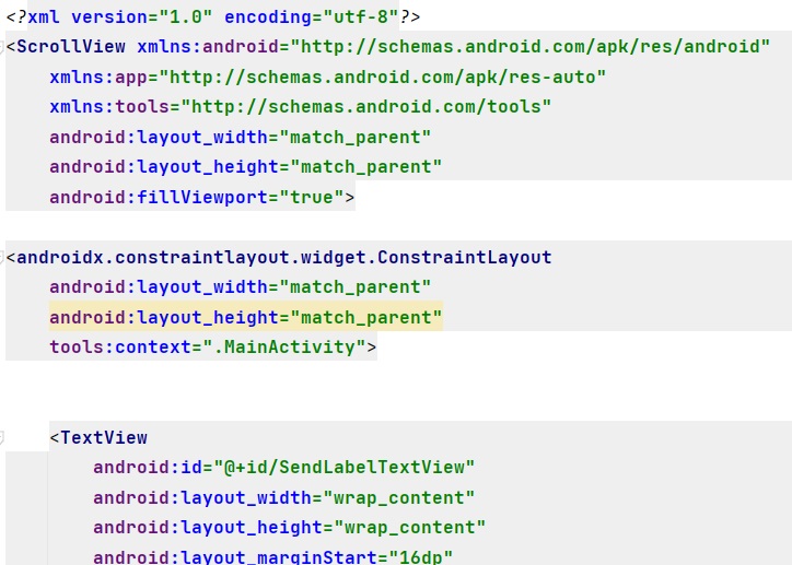 ConstraintLayoutの時に全画面をスクロールする方法(Android Studio kotlin)